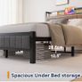 Single Bed Frame with Upholstered Headboard, No Box Spring Needed Wooden Storage Headboard Shelf, 3ft Upholstered Bed Frame with Charging Station/USB Ports and LED Lights (Gray Single Bed) Image 2