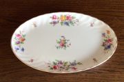 Minton bone china Marlow pattern oval fluted edge small tray wreath mark