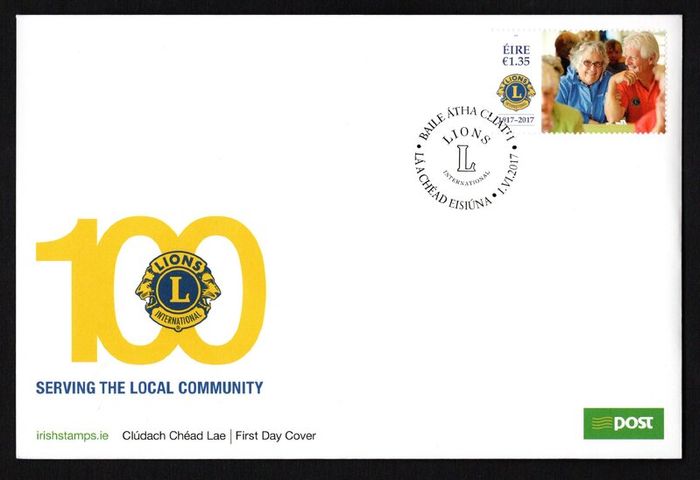 2017 Ireland The 100th Anniversary of Lions Clubs International Commemorative Stamp An Post First Day Cover (FDC)