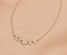 Crystal Pendant Gold Tone Necklace