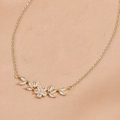 Crystal Pendant Gold Tone Necklace