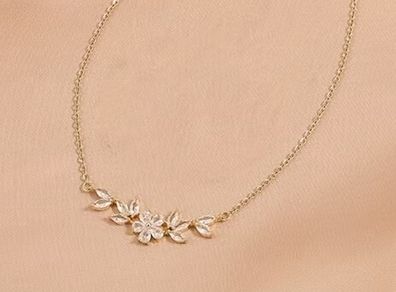 Crystal Pendant Gold Tone Necklace