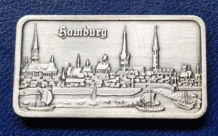 1 Oz silver Hamburg Heraeus Antiqued bar