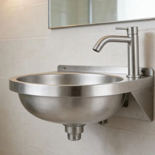 Small Bathroom Sink Washroom Semi-Circular Sink Washing Basin  Washbasin with Faucet for Bathroom Restroom Vanity Kitchen Laundry Restaurant Home Cafe Hotel