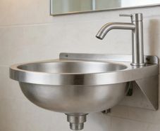 Small Bathroom Sink Washroom Semi-Circular Sink Washing Basin  Washbasin with Faucet for Bathroom Restroom Vanity Kitchen Laundry Restaurant Home Cafe Hotel