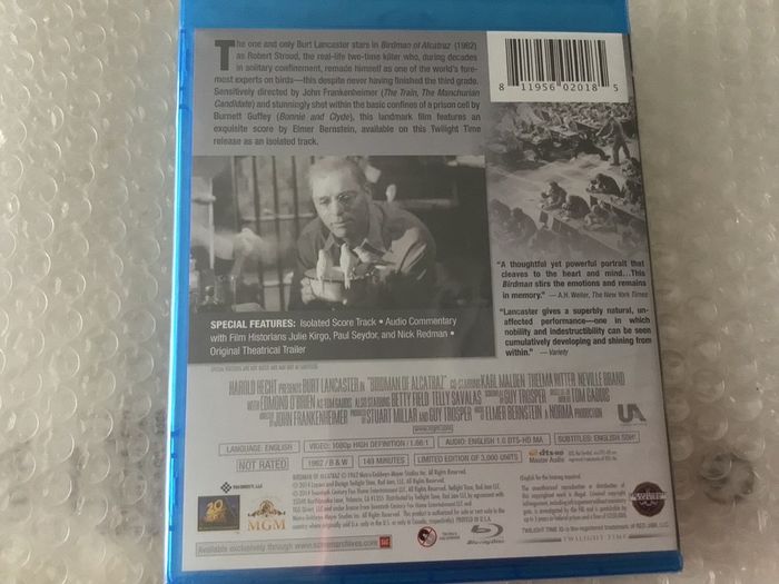 Bird Man of Alcatraz .   Twilight Time  Limited Edition of 3000 Copys Long Sold Out
