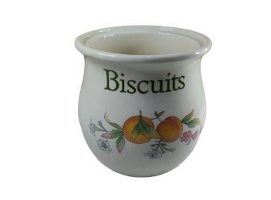 Cloverleaf Peaches and Cream Biscuit Jar / Barrel 16Cm Tall (Missing Lid)