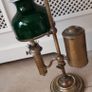Elegant Victorian Adjustable Brass Student Lamp with Racing Green Ceramic Shade Image 3
