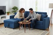 Blue Corner Sofa Bed Storage,215cm
