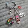 number 1 teacher charm keyring Image 3