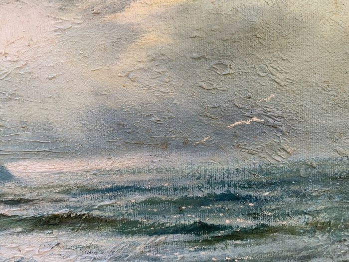 Original oil paintimg, Neville Henderson. "Howth from Doldrum Bay"