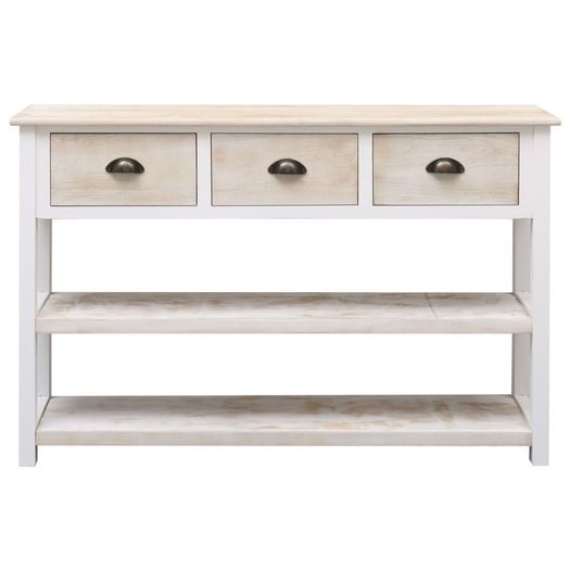 Sideboard Natural and White 115x30x76 cm Wood