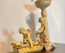 Vintage Cherub Decor SetBookTrinket Box &column