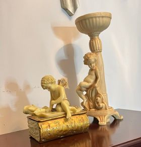Vintage Cherub Decor SetBookTrinket Box &column