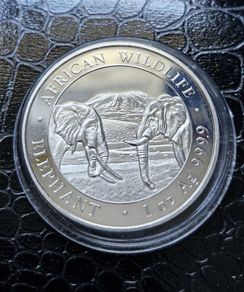 100 Shillings 1oz Silver 2020 Somali African Wildlife Elephant coin