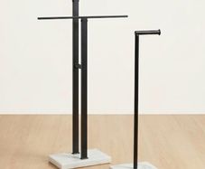 Free Standing black towel Rail and toilet roll holder with Marble Base