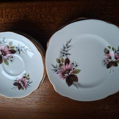 Six  Bone China Plates & 3 Saucers