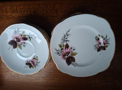 Six  Bone China Plates & 3 Saucers