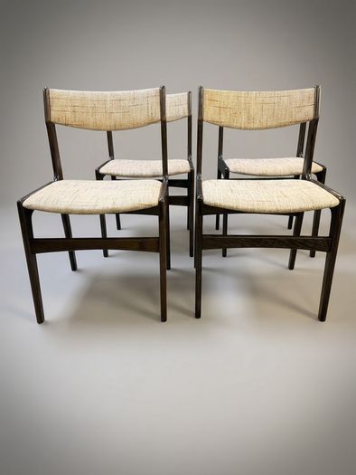 Set of 4 Mid-Century Danish Stained Oak Dining Chairs attributed to Erik Buch.