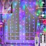 LED Curtain Lights, Window Curtain Fairy Twinkle Lights 3mx3m 300leds USB Operated 8 Modes Icicle LED String Lights with Remote & Timer for Indoor Xmas Party Home Garden Decoration (MULTIPLE COLOURS) Image 2