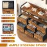 7-Drawer Fabric Chest Of Drawers for Bedroom - 4 Large and 3 Small Drawers with Handles, Storage Organizer with Open Shelf & Sturdy Metal Frame, Ideal for Living Room/Entryway (Rustic Brown) Image 6