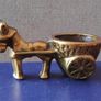 Vintage solid brass donkey & turf creel figurine Image 4