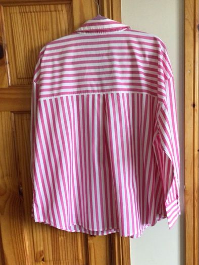 Zara Ladies 100% Cotton Pink and White  Casual Candy Stripe Shirt Blouse XL Uk 20/22 includes Postage