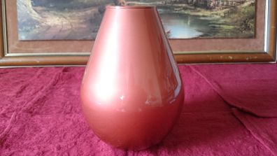 9 Inches Tall Orange Glass Vase Made In Spain