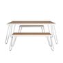 Novogratz Paulette Dinning set 1 Table with 2 Benches Metal Frame 88192WNOEUK White Image 2