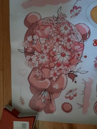 Pink Teddy stickers for wall