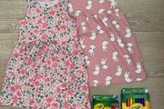 HM girls dresses crayola markers hair clips
