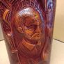 Vintage  Tooled Leather Wrapped Liquor Decanter  Don Quijote / Sancho Panza Image 2