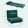 Folding armchair with bed function, foldable velvet-look recliner, adjustable backrest, up to 120 kg capacity, Dark green Image 2