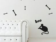 main image for ad Bones + BOO + Mouse Halloween set sticker, Wall Decals for Halloween
