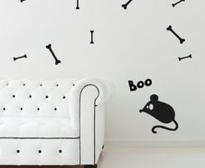 Bones + BOO + Mouse Halloween set sticker, Wall Decals for Halloween