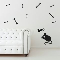 Bones + BOO + Mouse Halloween set sticker, Wall Decals for Halloween