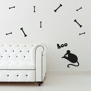 Bones + BOO + Mouse Halloween set sticker, Wall Decals for Halloween