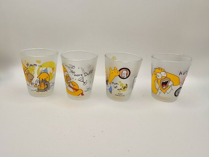 Vintage 2000 The Simpsons Matt Groening Frosted Shot Glasses