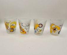 Vintage 2000 The Simpsons Matt Groening Frosted Shot Glasses