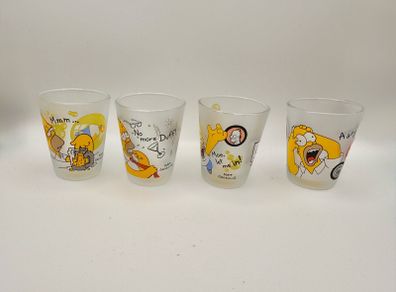 Vintage 2000 The Simpsons Matt Groening Frosted Shot Glasses