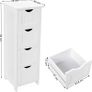 Bathroom cabinet, narrow wooden bathroom cabinet with 4 drawers, 30 x 30 x 82 cm, living room, bedroom, hallway, deep, free-standing, space-saving, white Image 2