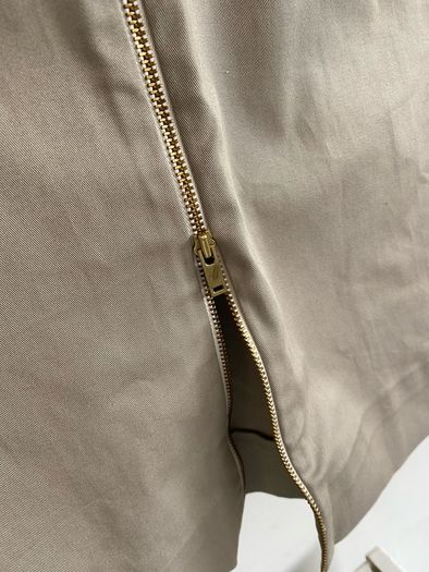 COS Gathered Zip-up Dress Off-white Grey / Brown Knee Length MIDI Size EUR 34 XS