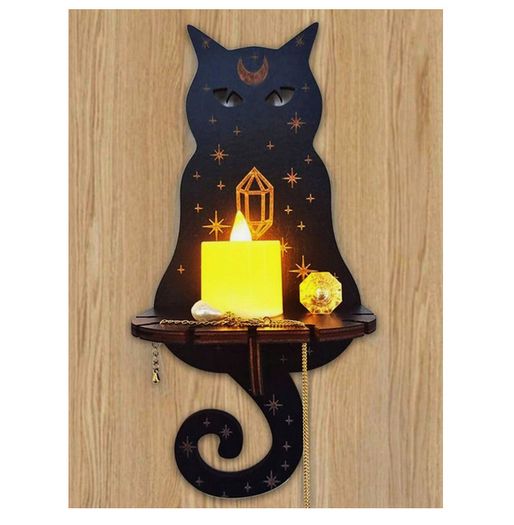 Witchy Cat in Library - house decoration