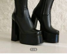 Black Chameleon Waterproof Ultra High Platform  Ankle Boots, size 40