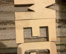 3 large sturdy cardboard cutout shapes G E and M