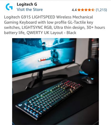 Logitech G915 LIGHTSPEED Wireless Mechanical Gaming Keyboard , Brand New + Spare Keycaps