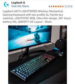 Logitech G915 LIGHTSPEED Wireless Mechanical Gaming Keyboard , Brand New + Spare Keycaps