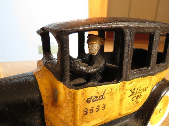 Vintage (from 1920) Cast Iron Yellow Taxi Car