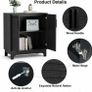 Black Sideboard for Living Room Rattan Buffet Storage Cabinets with Adjustable Shelves, Magnetic Closure, Accent Cabinet Cupboard for Kitchen Hallway Dining Room Furniture 80 x 40 x 89 cm Image 5