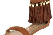 River Island leather fringe zip sandal new in box